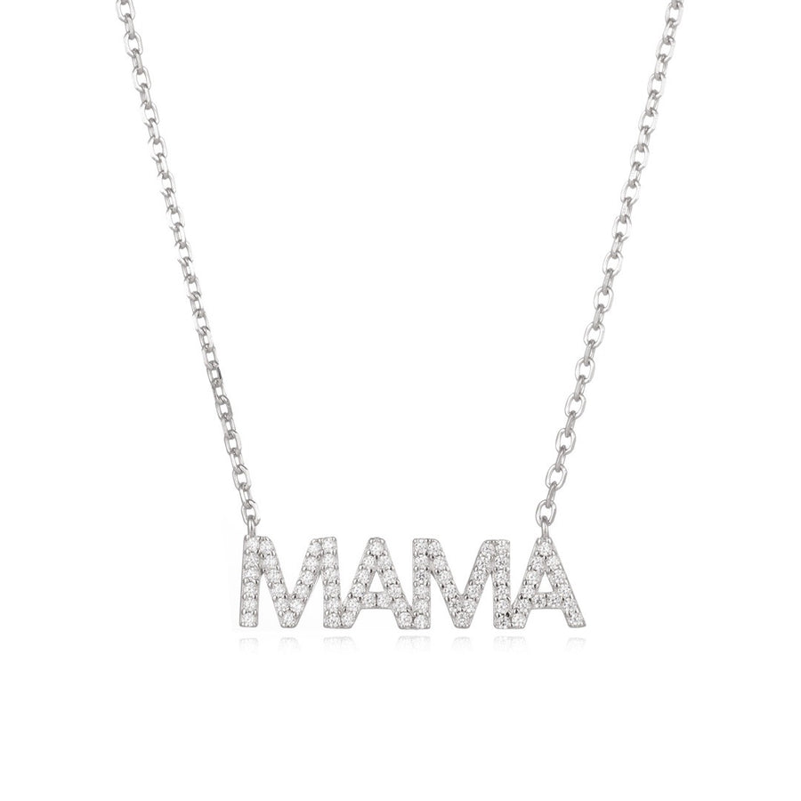 Vivian Grace Jewelry Necklace Silver Pave MAMA Necklace