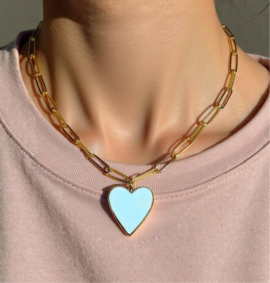 Vivian Grace Jewelry Necklace Sky Blue Gold-Filled Enamel Heart Necklace