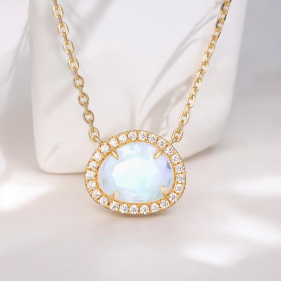 Vivian Grace Jewelry Necklace Skye Halo Moonstone Necklace