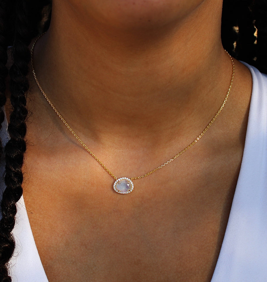 Vivian Grace Jewelry Necklace Skye Halo Moonstone Necklace