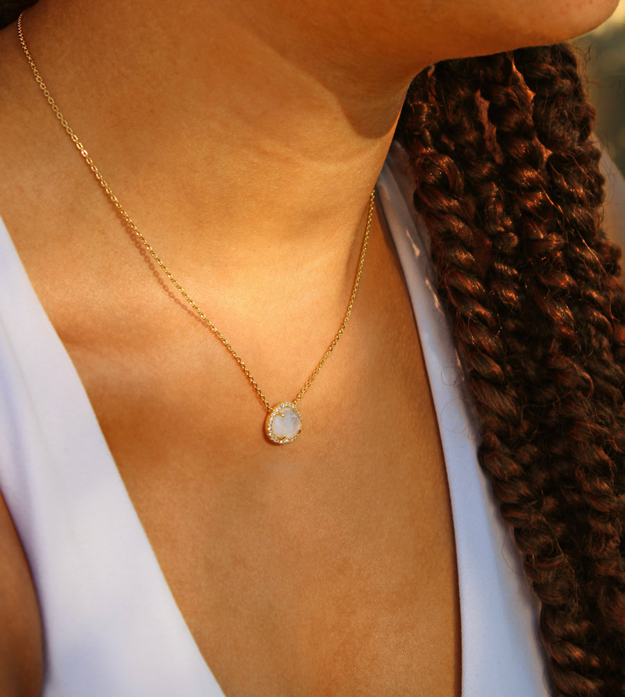 Vivian Grace Jewelry Necklace Skye Halo Moonstone Necklace