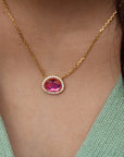 Vivian Grace Jewelry Necklace Skye Necklace - Pink Dichroic Glass