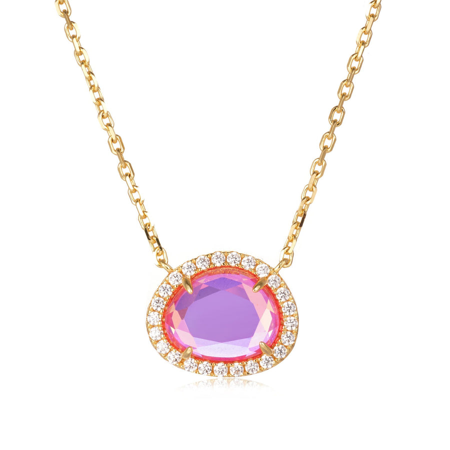 Vivian Grace Jewelry Necklace Skye Necklace - Pink Dichroic Glass