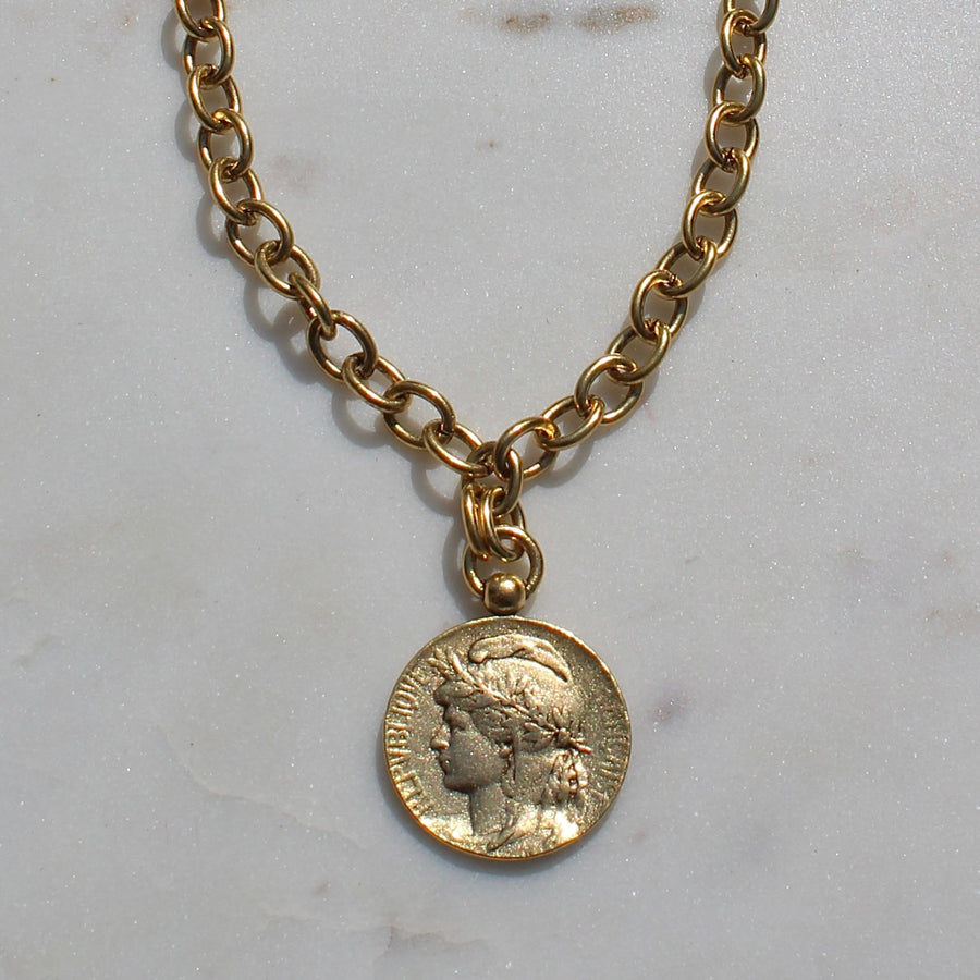 Vivian Grace Jewelry Necklace The Marianne French Coin Necklace