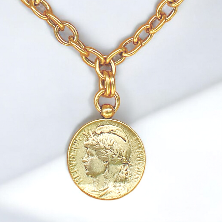 Vivian Grace Jewelry Necklace The Marianne French Coin Necklace