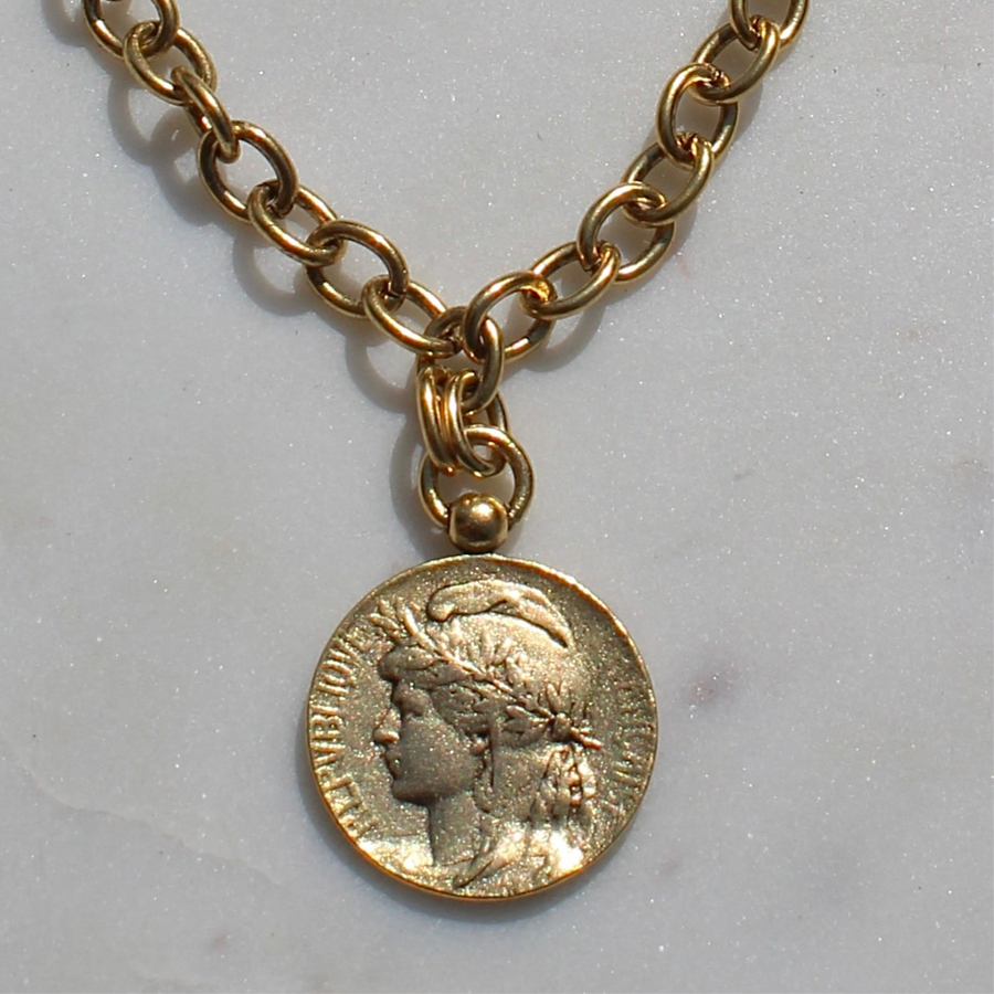 Vivian Grace Jewelry Necklace The Marianne French Coin Necklace