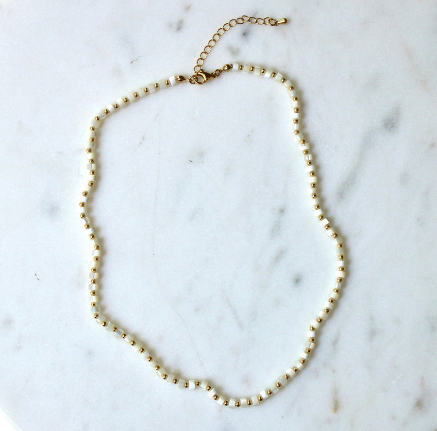 Vivian Grace Jewelry Necklace White Gemstone Heishi Necklace