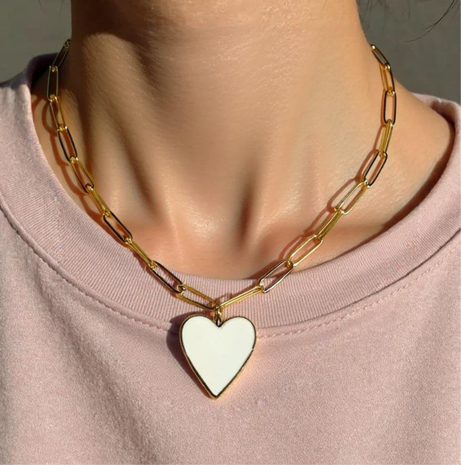 Vivian Grace Jewelry Necklace White Gold-Filled Enamel Heart Necklace