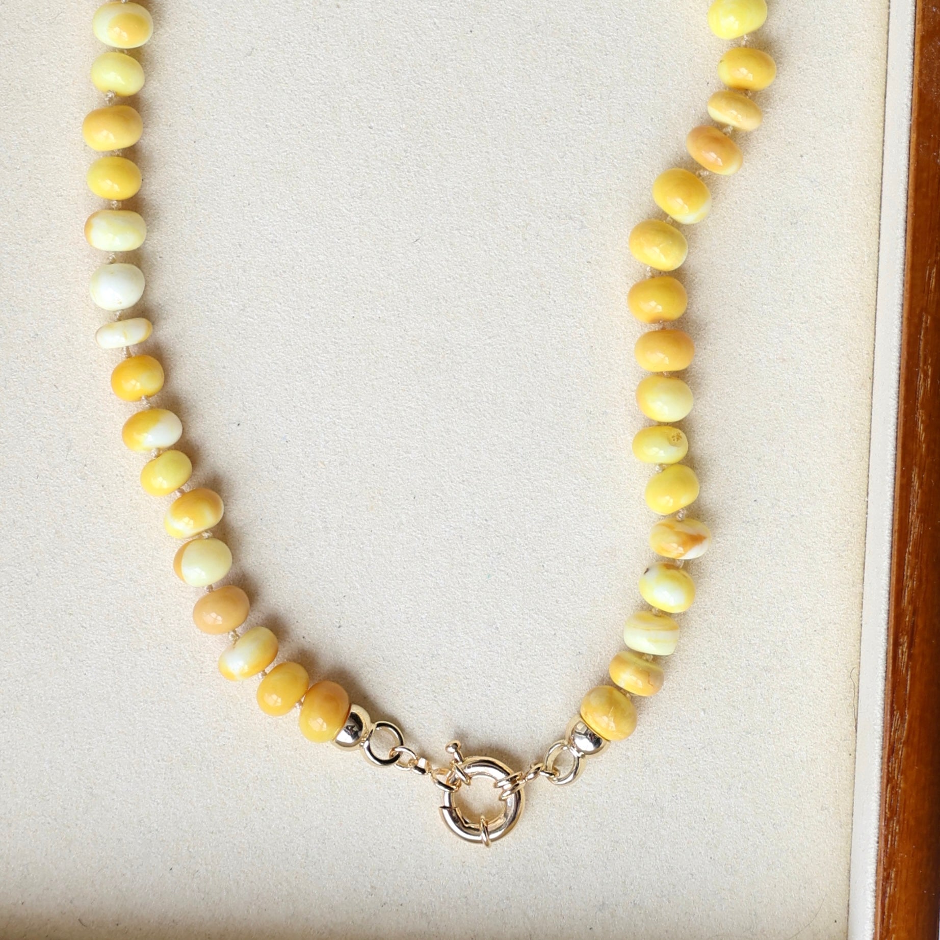 Vivian Grace Jewelry Necklace Yellow Hand Knotted Peruvian Opal Bead Necklace