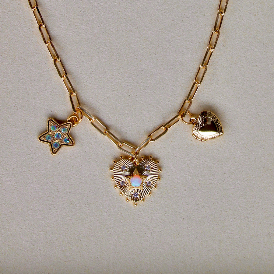 Vivian Grace Jewelry Necklaces Gold Sweetheart Opal Charm Necklace