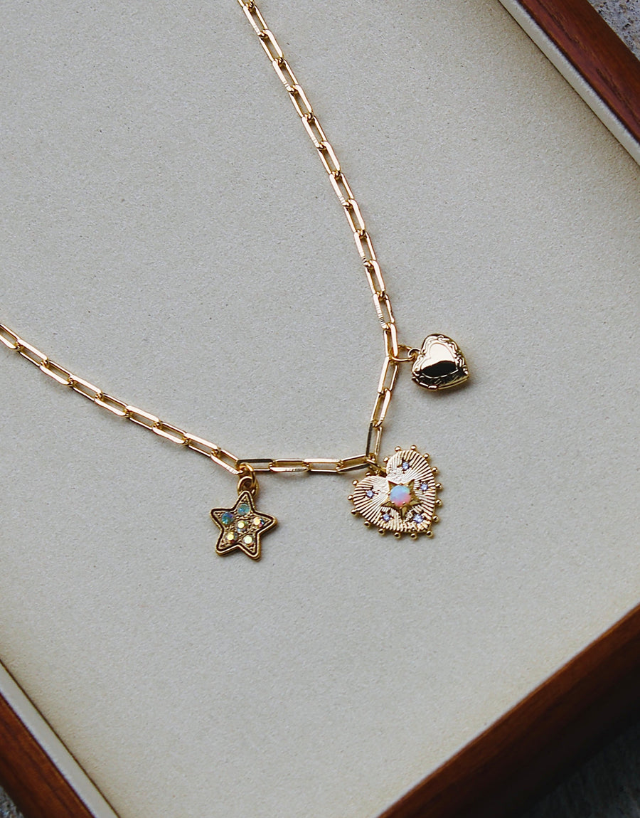 Vivian Grace Jewelry Necklaces Gold Sweetheart Opal Charm Necklace