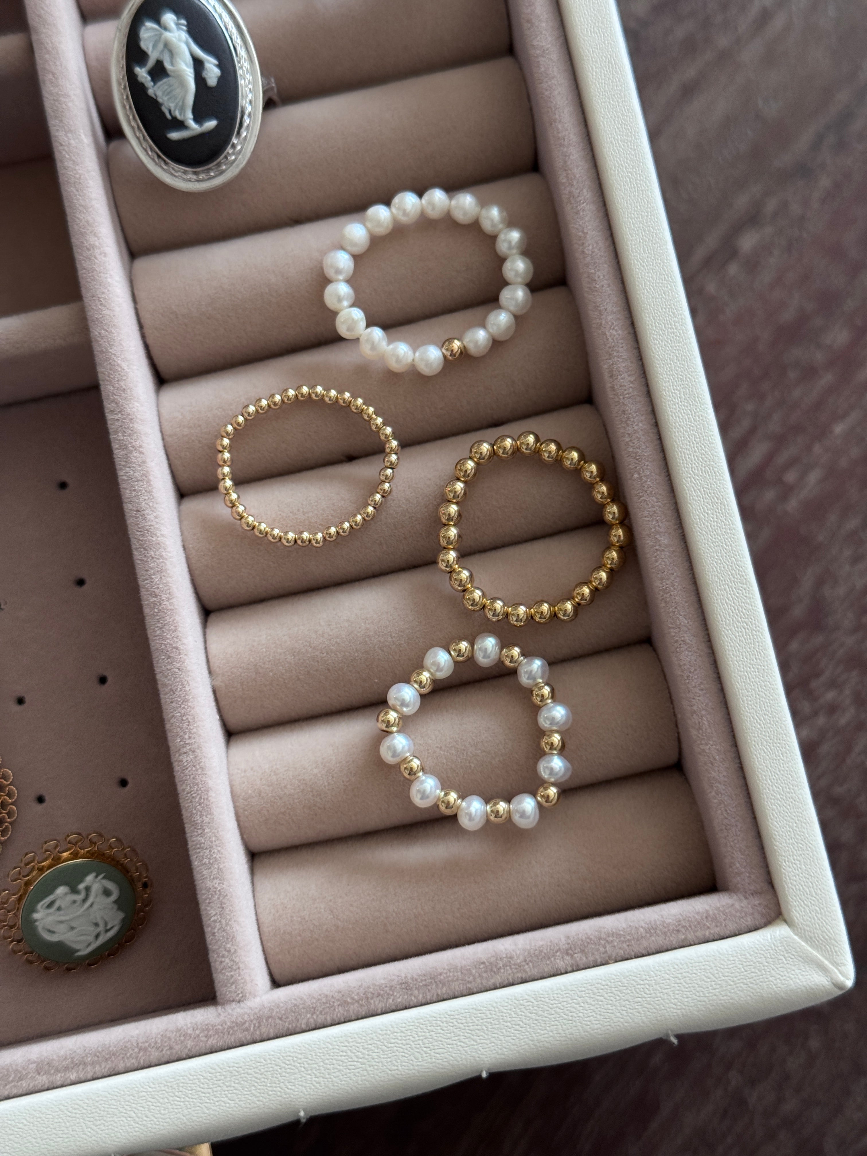 Vivian Grace Jewelry Ring 3mm Freshwater Pearl and 14k Gold Filled Bead Ring