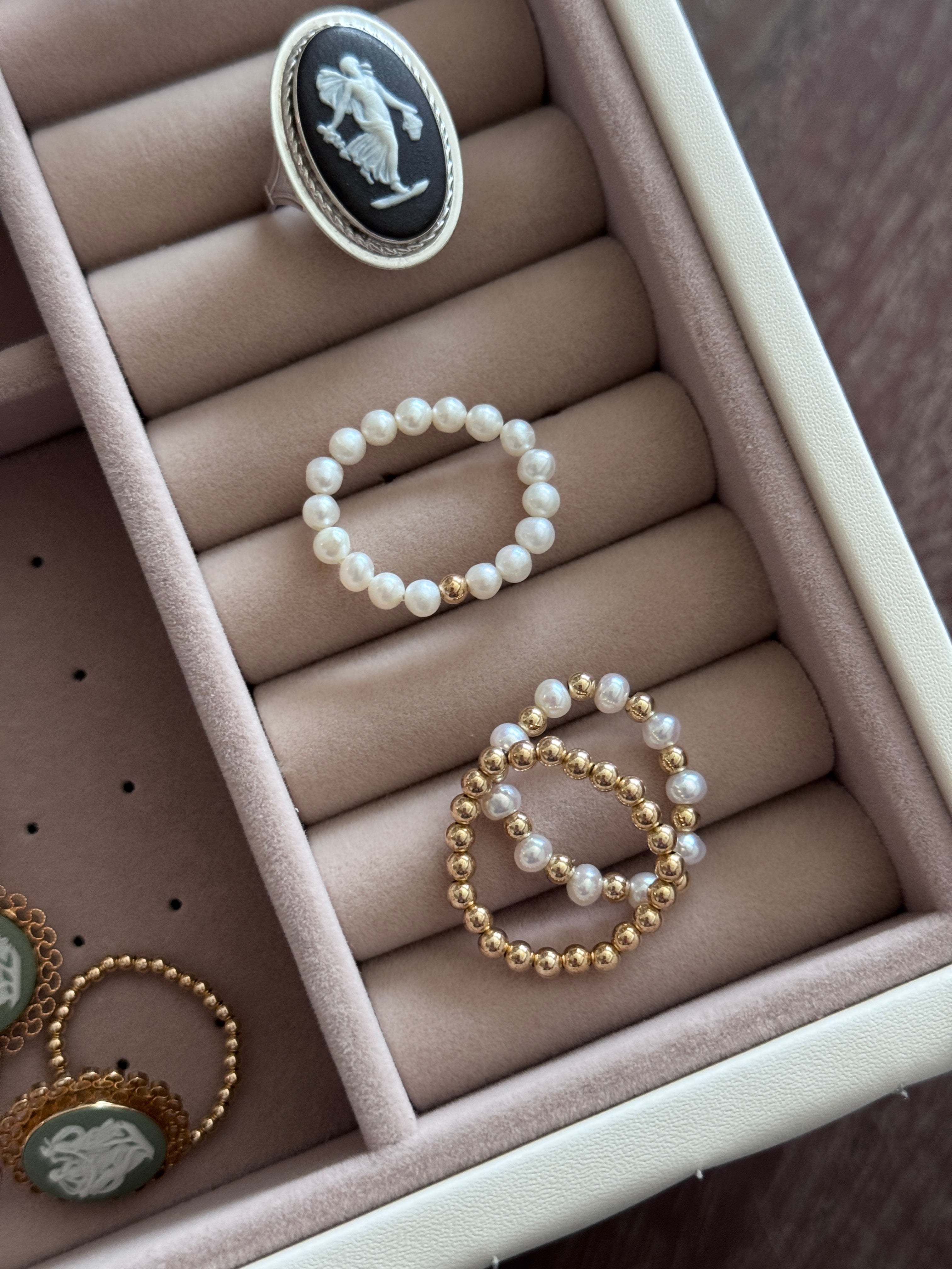 Vivian Grace Jewelry Ring 3mm Freshwater Pearl and 14k Gold Filled Bead Ring