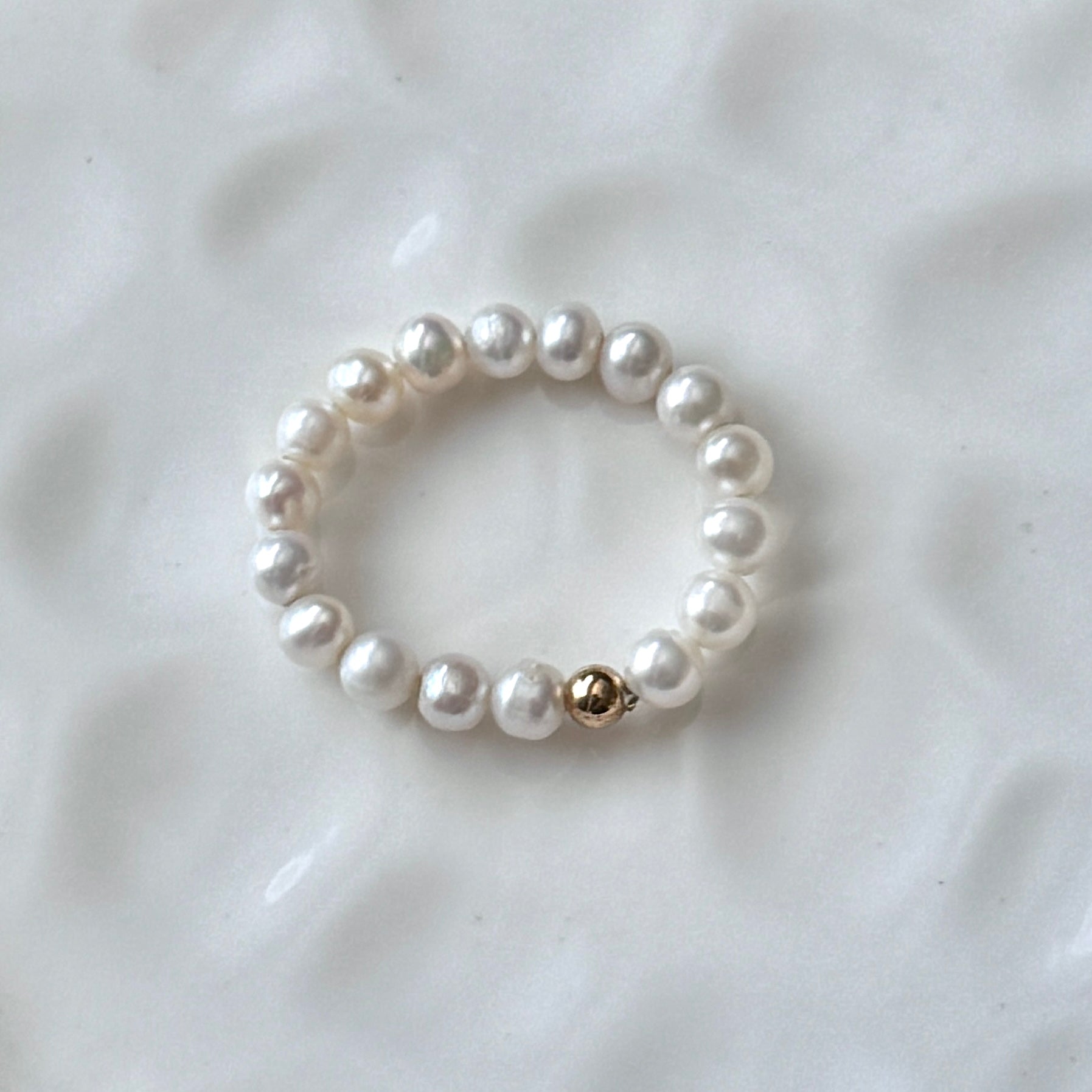 Vivian Grace Jewelry Ring 3mm Freshwater Pearl and 14k Gold Filled Bead Ring