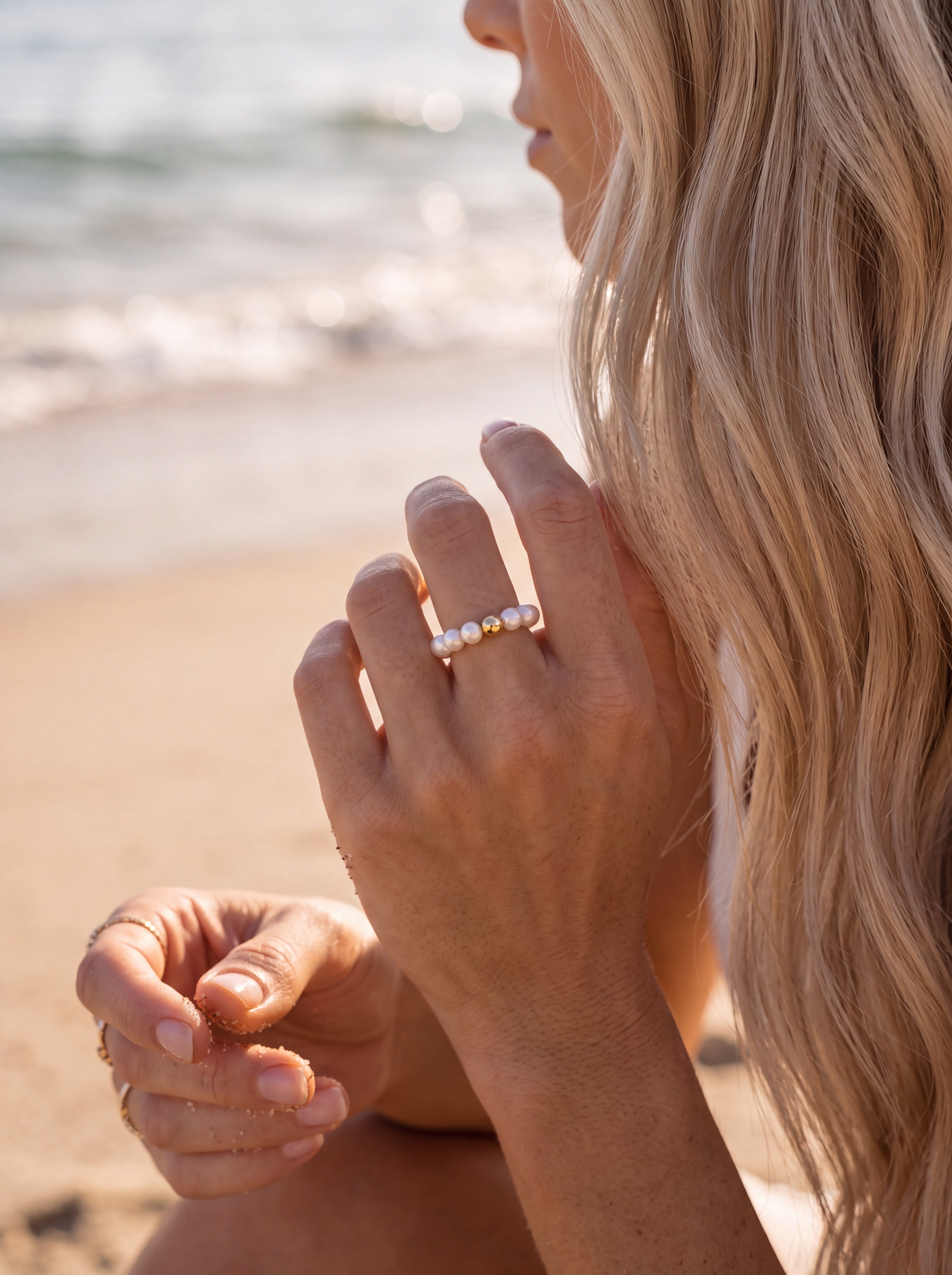 Vivian Grace Jewelry Ring 3mm Freshwater Pearl and 14k Gold Filled Bead Ring