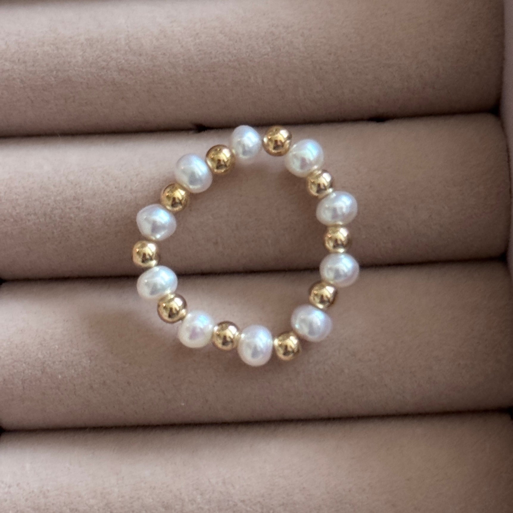 Vivian Grace Jewelry Ring 3mm Freshwater Pearl and 14k Gold Filled Bead Ring