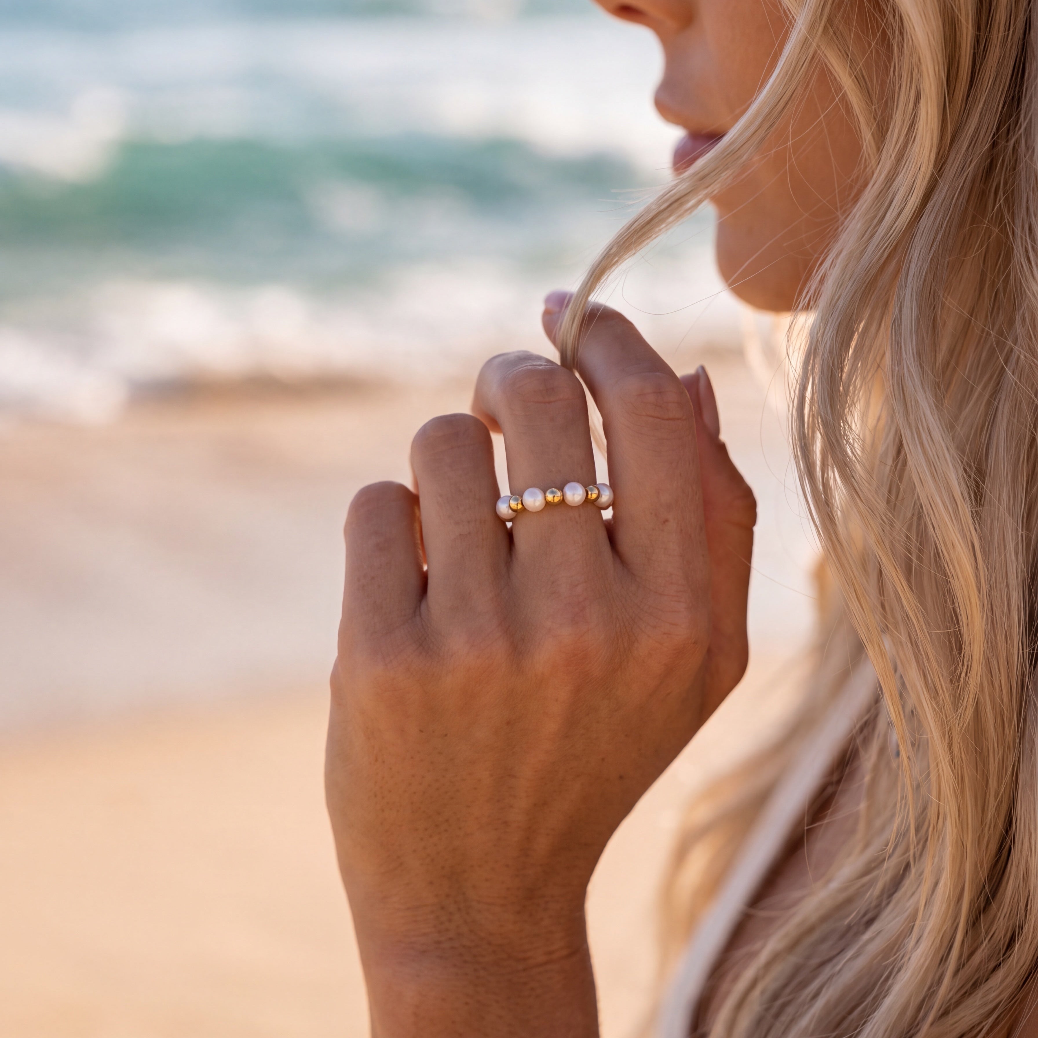 Vivian Grace Jewelry Ring 3mm Freshwater Pearl and 14k Gold Filled Bead Ring