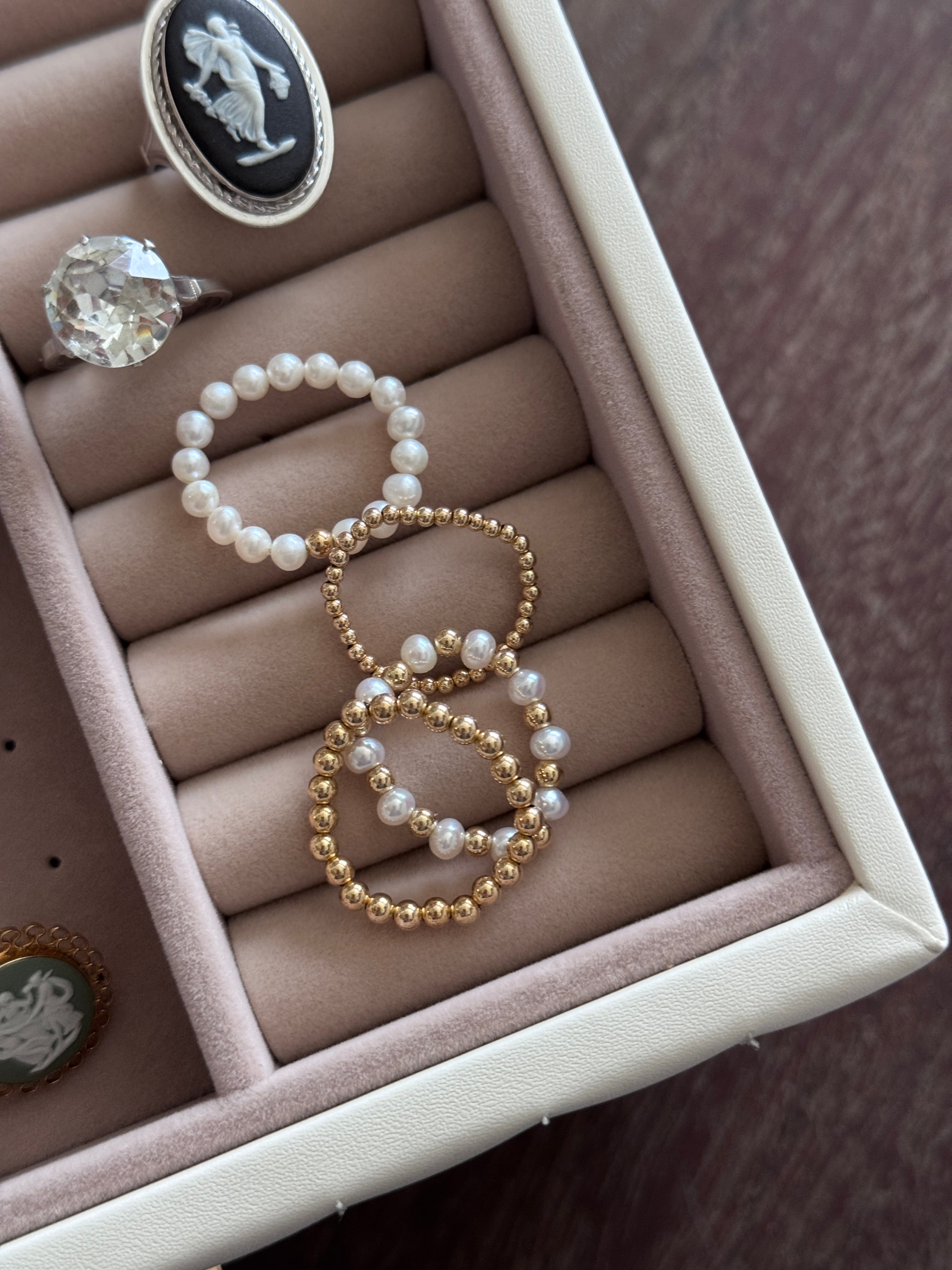 Vivian Grace Jewelry Ring 3mm Freshwater Pearl and 14k Gold Filled Bead Ring