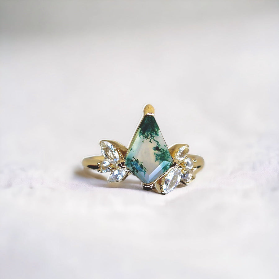 Vivian Grace Jewelry Ring 5 The Emeliene Ring - Moss Agate