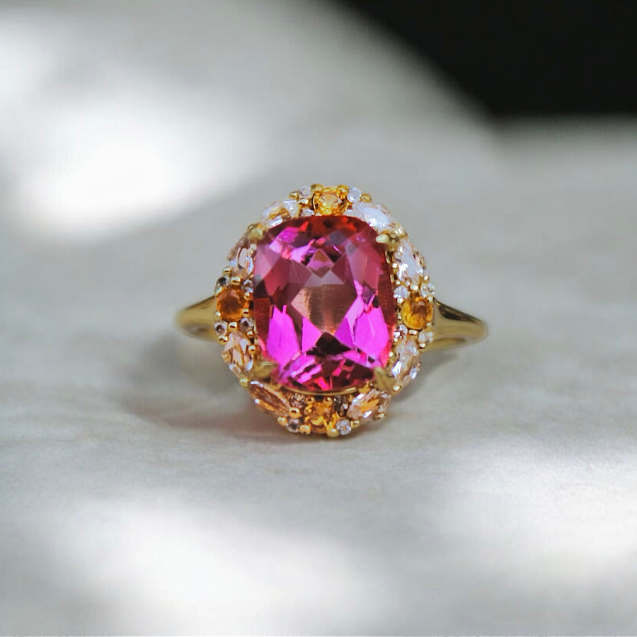 Vivian Grace Jewelry Ring 5 The Poppy Ring - Pink Topaz and Citrine