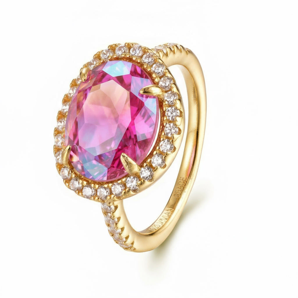 Vivian Grace Jewelry Ring 8 Skye Ring - Pink Dichroic Glass