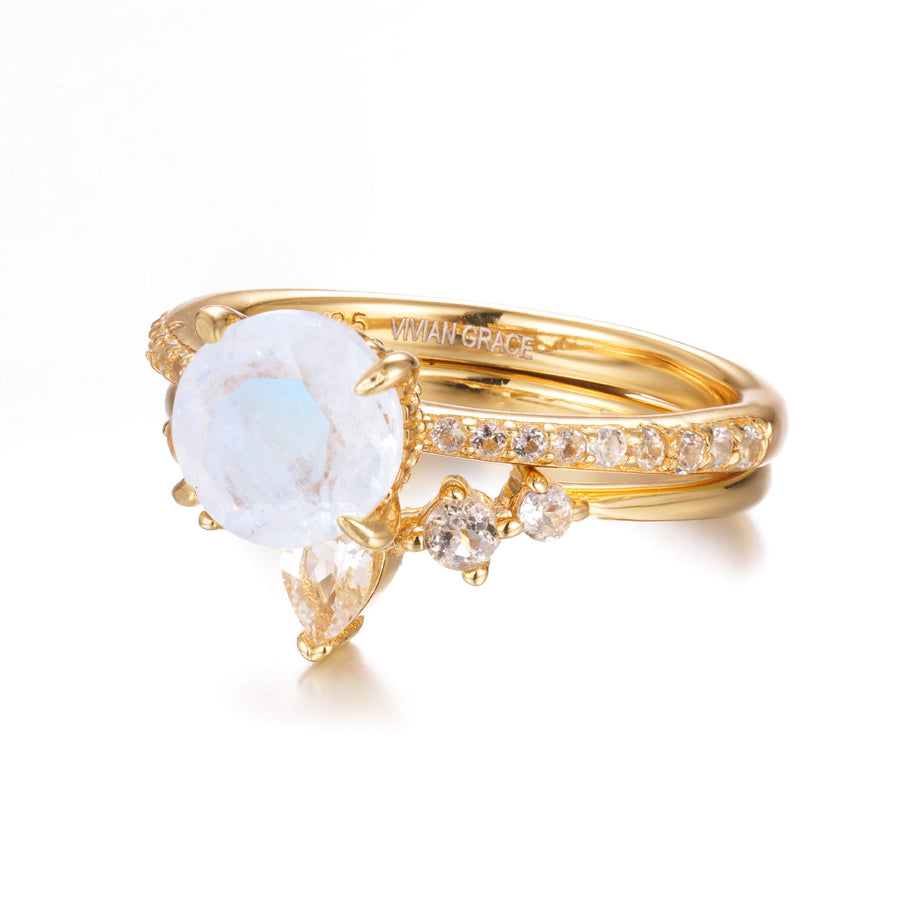 Vivian Grace Jewelry Ring Ava Moonstone & Topaz Ring Set