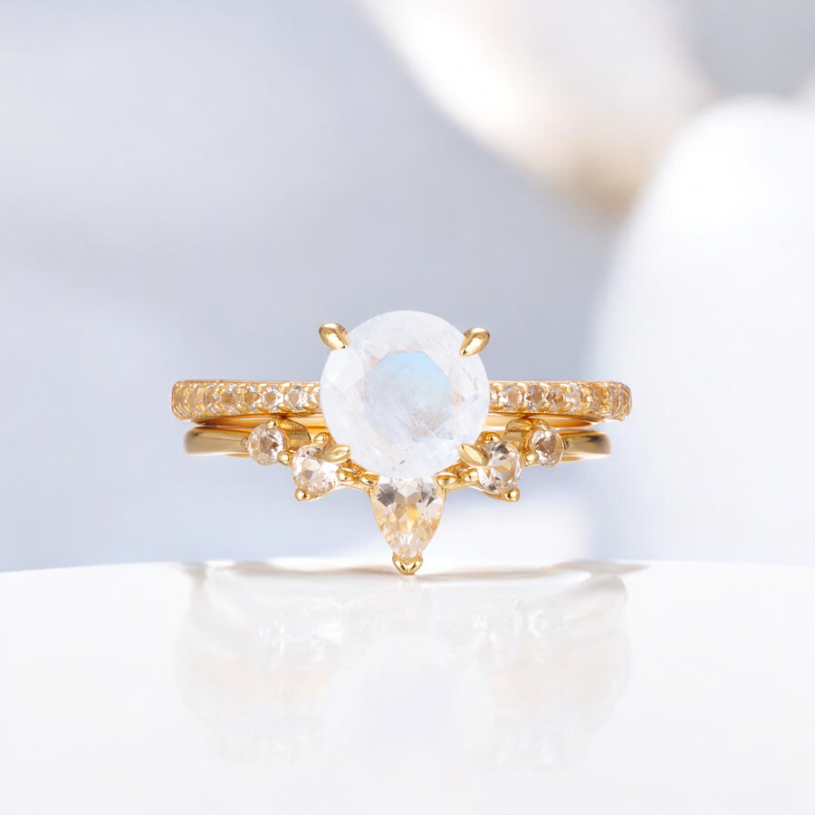 Vivian Grace Jewelry Ring Ava Moonstone & Topaz Ring Set