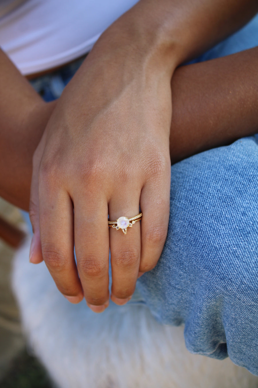 Vivian Grace Jewelry Ring Ava Moonstone & Topaz Ring Set