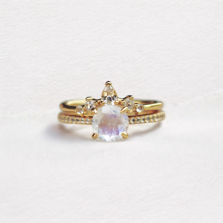 Vivian Grace Jewelry Ring Ava Moonstone & Topaz Ring Set