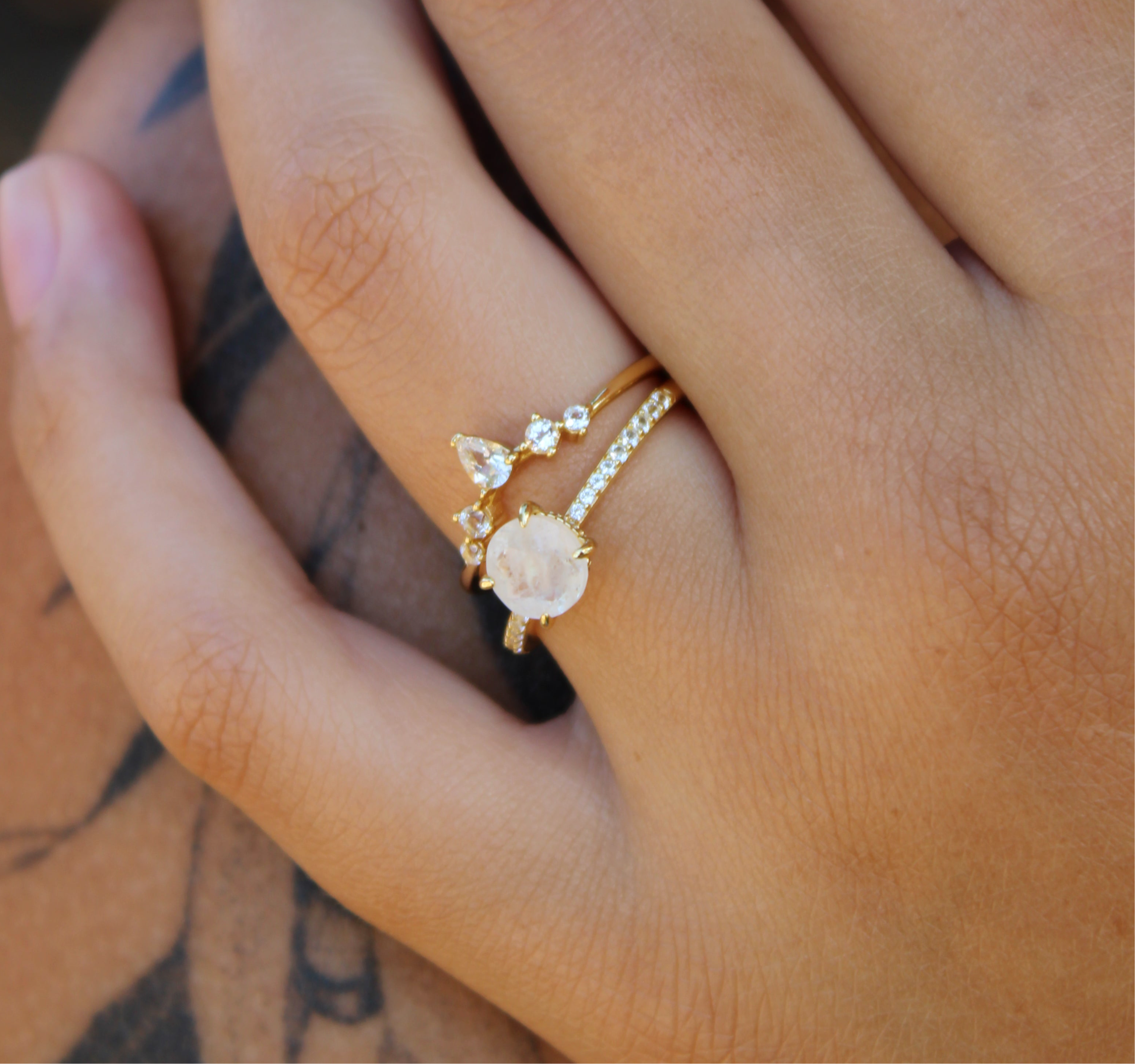 Vivian Grace Jewelry Ring Ava Moonstone & Topaz Ring Set
