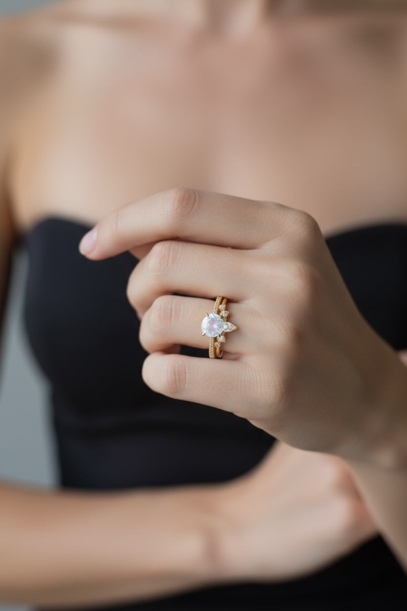 Vivian Grace Jewelry Ring Ava Moonstone & Topaz Ring Set