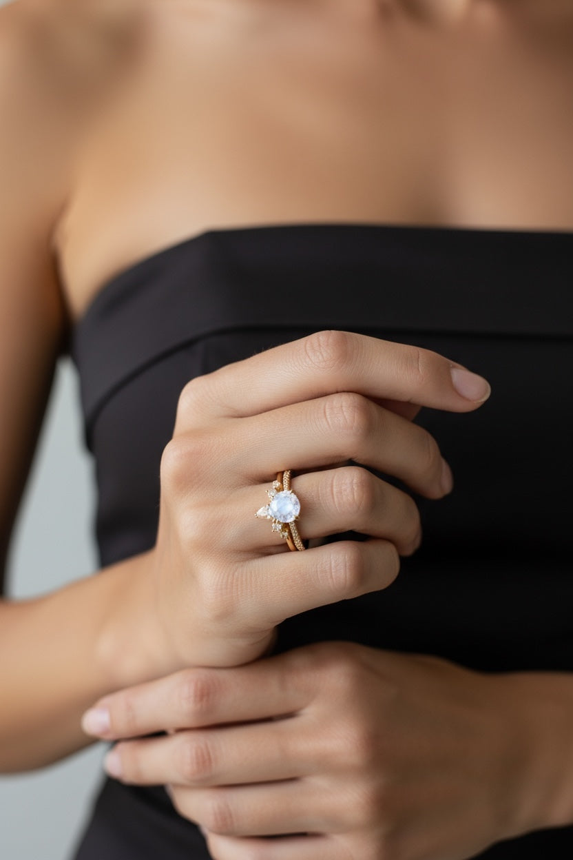 Vivian Grace Jewelry Ring Ava Moonstone & Topaz Ring Set