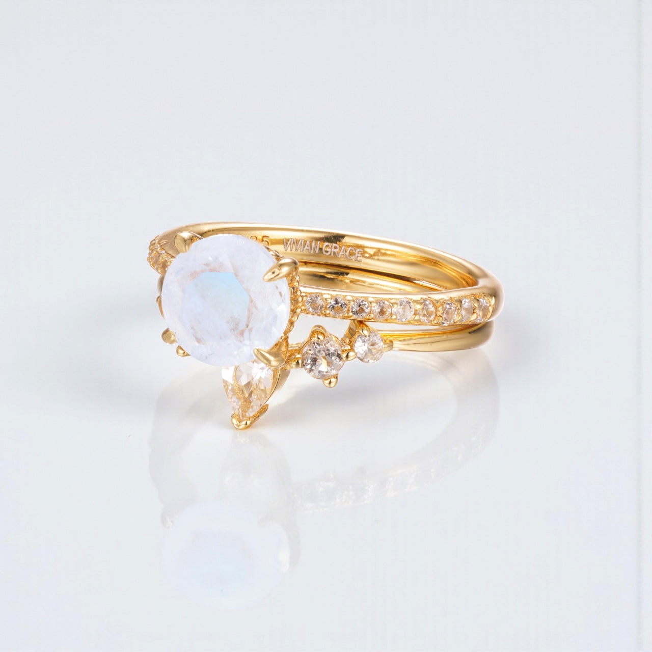 Vivian Grace Jewelry Ring Ava Moonstone & Topaz Ring Set