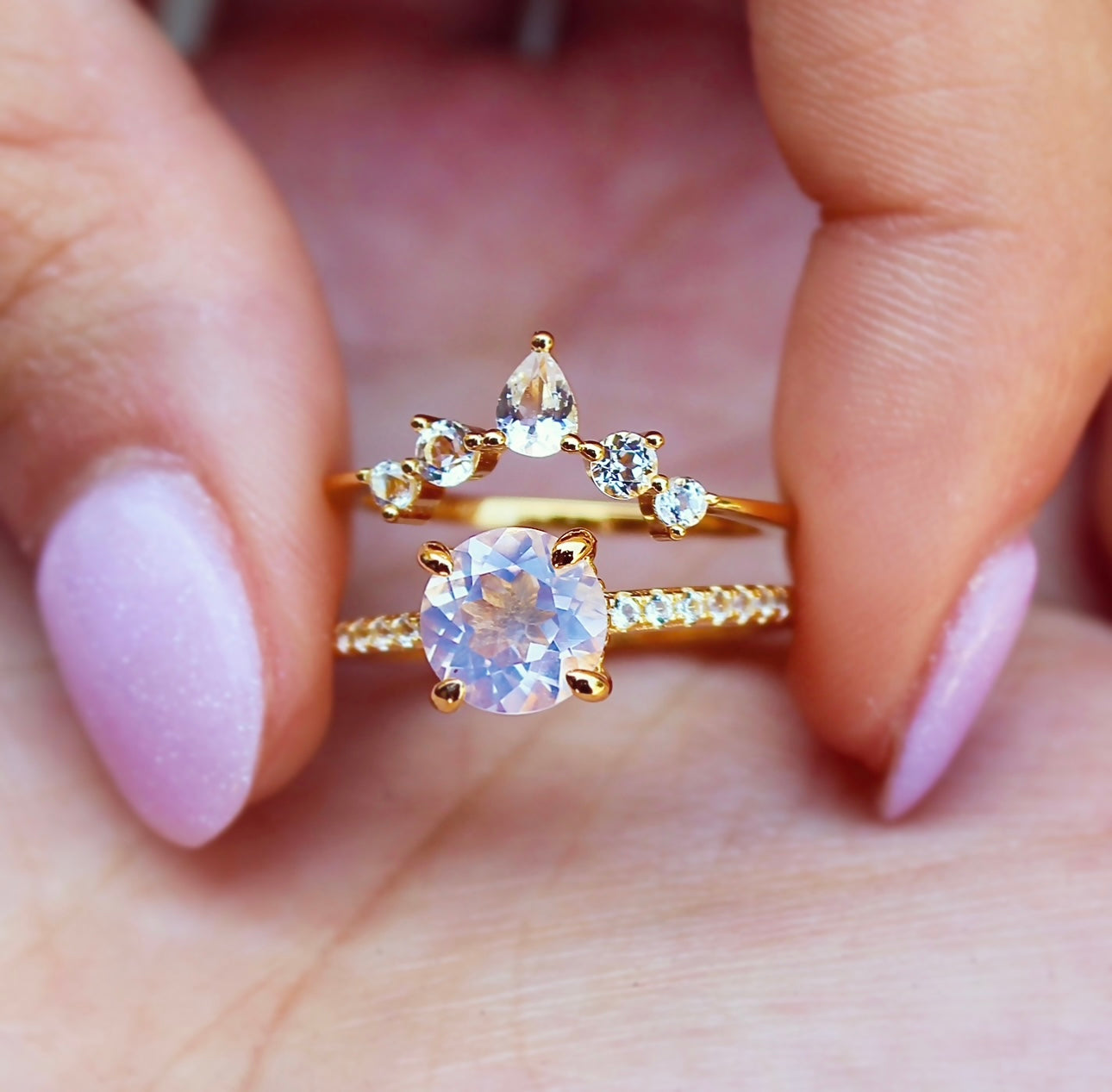 Vivian Grace Jewelry Ring Ava Ring Set - Lavender Quartz & Topaz