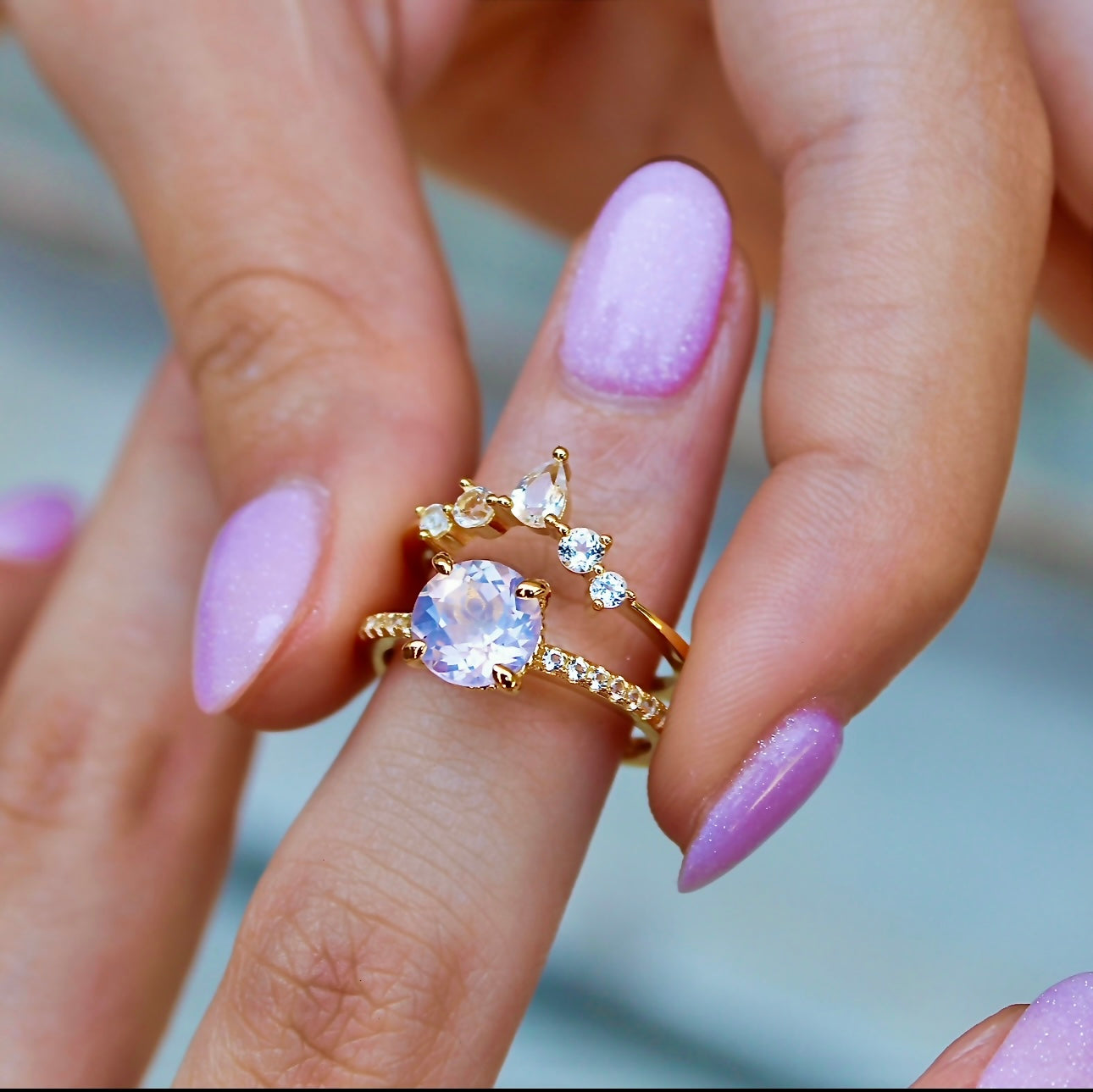 Vivian Grace Jewelry Ring Ava Ring Set - Lavender Quartz & Topaz