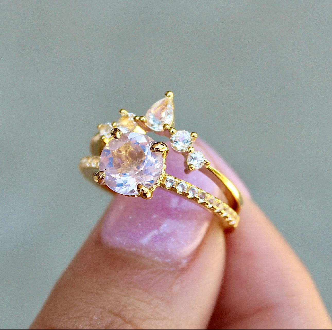 Vivian Grace Jewelry Ring Ava Ring Set - Lavender Quartz & Topaz
