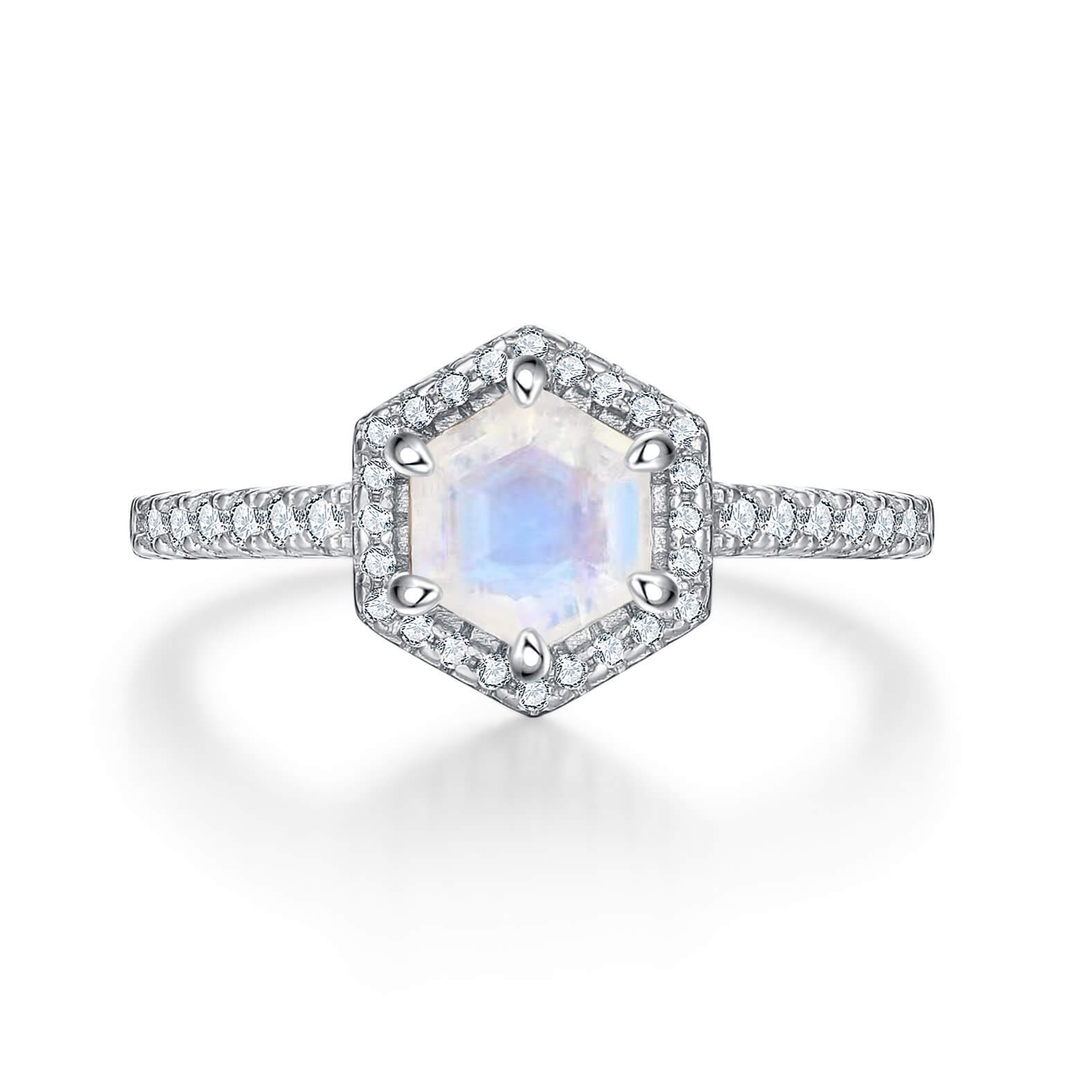 Vivian Grace Jewelry Ring Emma Hexagon Moonstone Ring