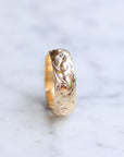 Vivian Grace Jewelry Ring Floral Carved 14k Gold Filled Cigar Band- 6.4mm