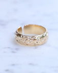 Vivian Grace Jewelry Ring Floral Carved 14k Gold Filled Cigar Band- 6.4mm