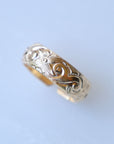Vivian Grace Jewelry Ring Floral Carved 14k Gold Filled Cigar Band- 6.4mm