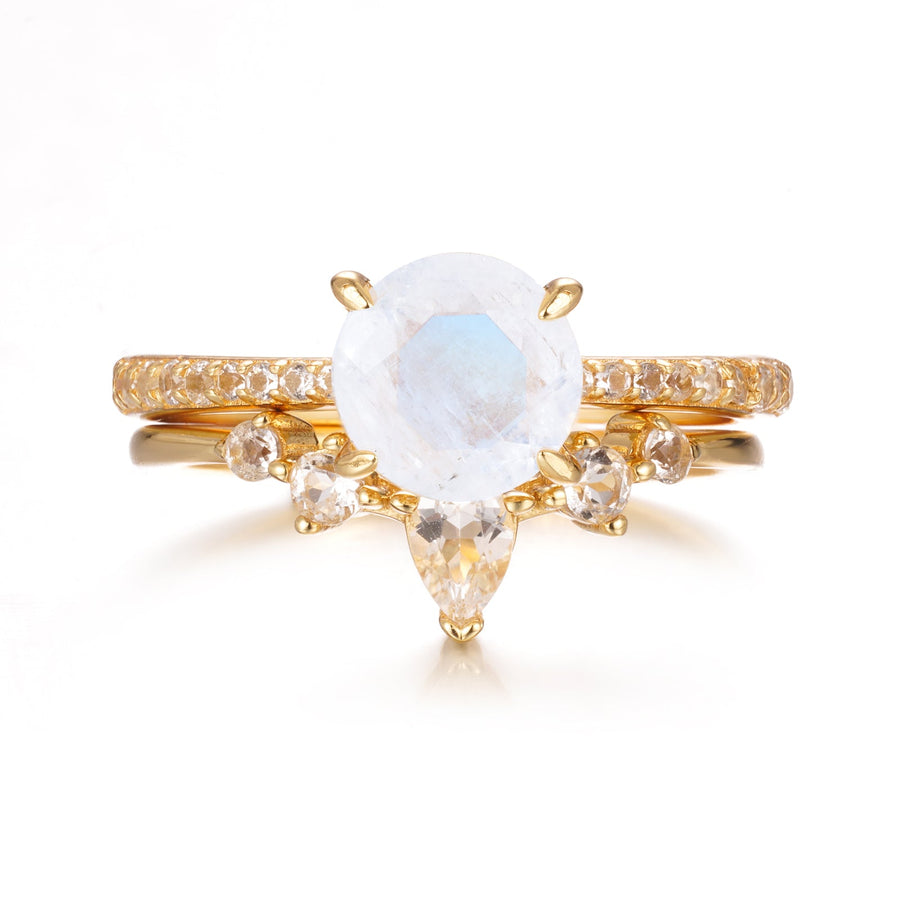 Vivian Grace Jewelry Ring Gold / 5 Ava Moonstone & Topaz Ring Set