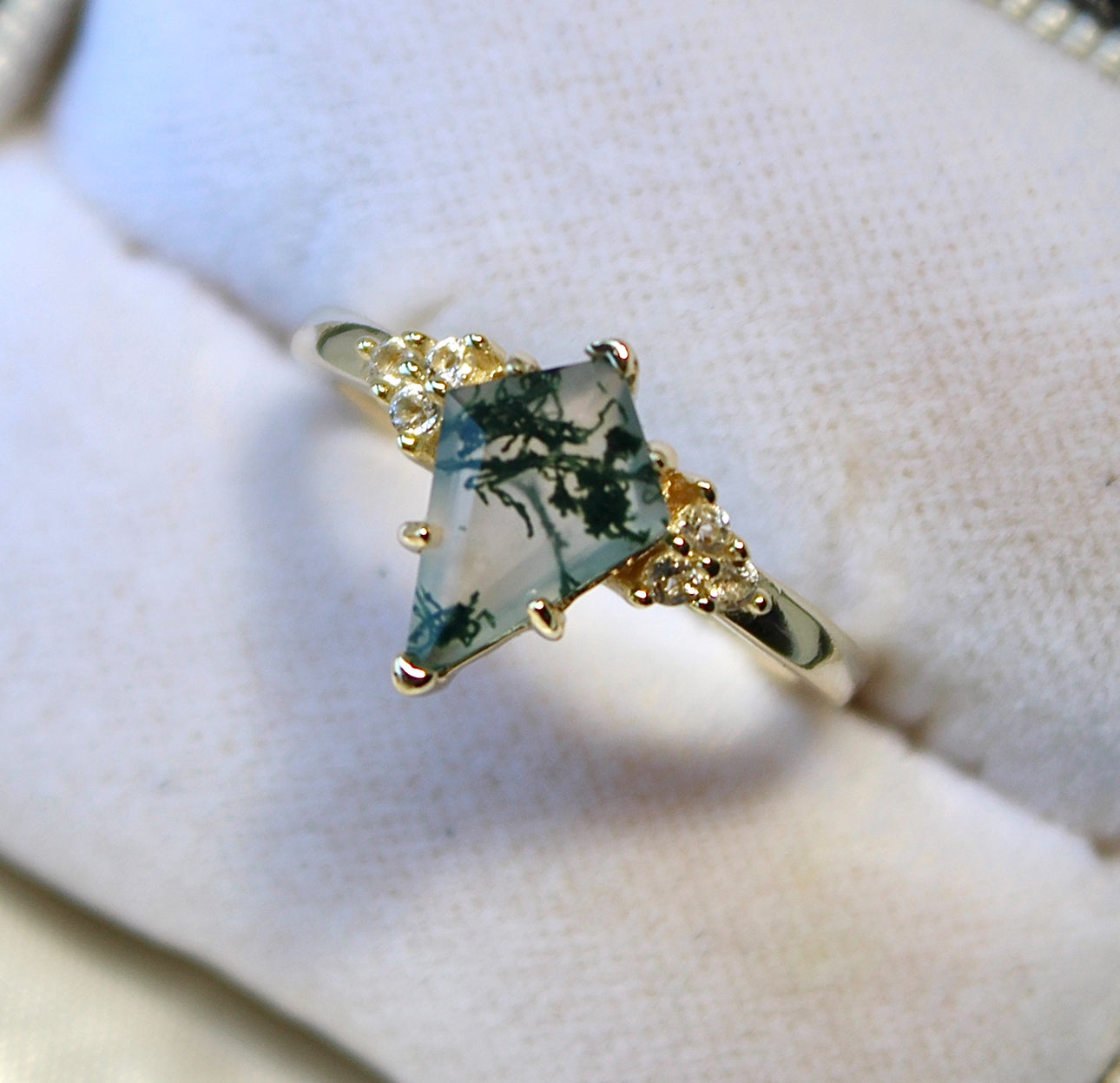Vivian Grace Jewelry Ring Gold / 5 Moss Agate & Topaz Ring