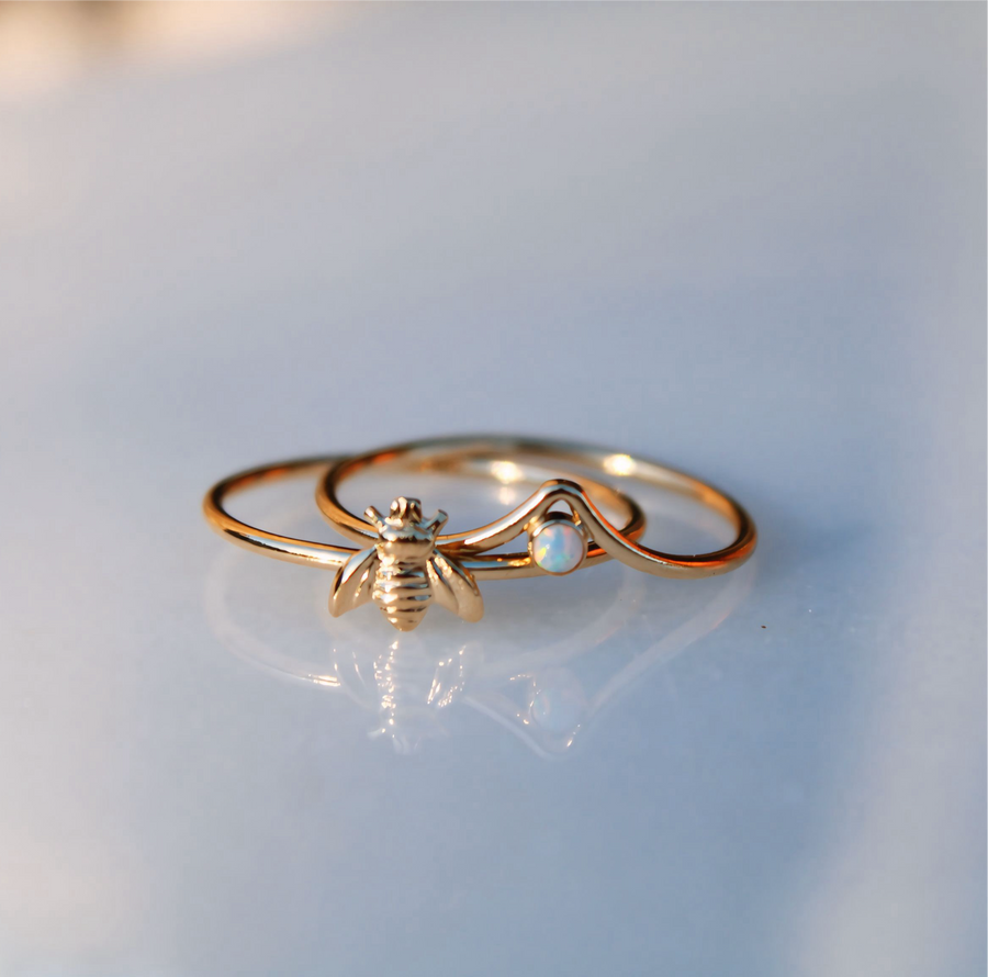 Vivian Grace Jewelry Ring Honey Bee Stacking Ring - 14k Gold Filled