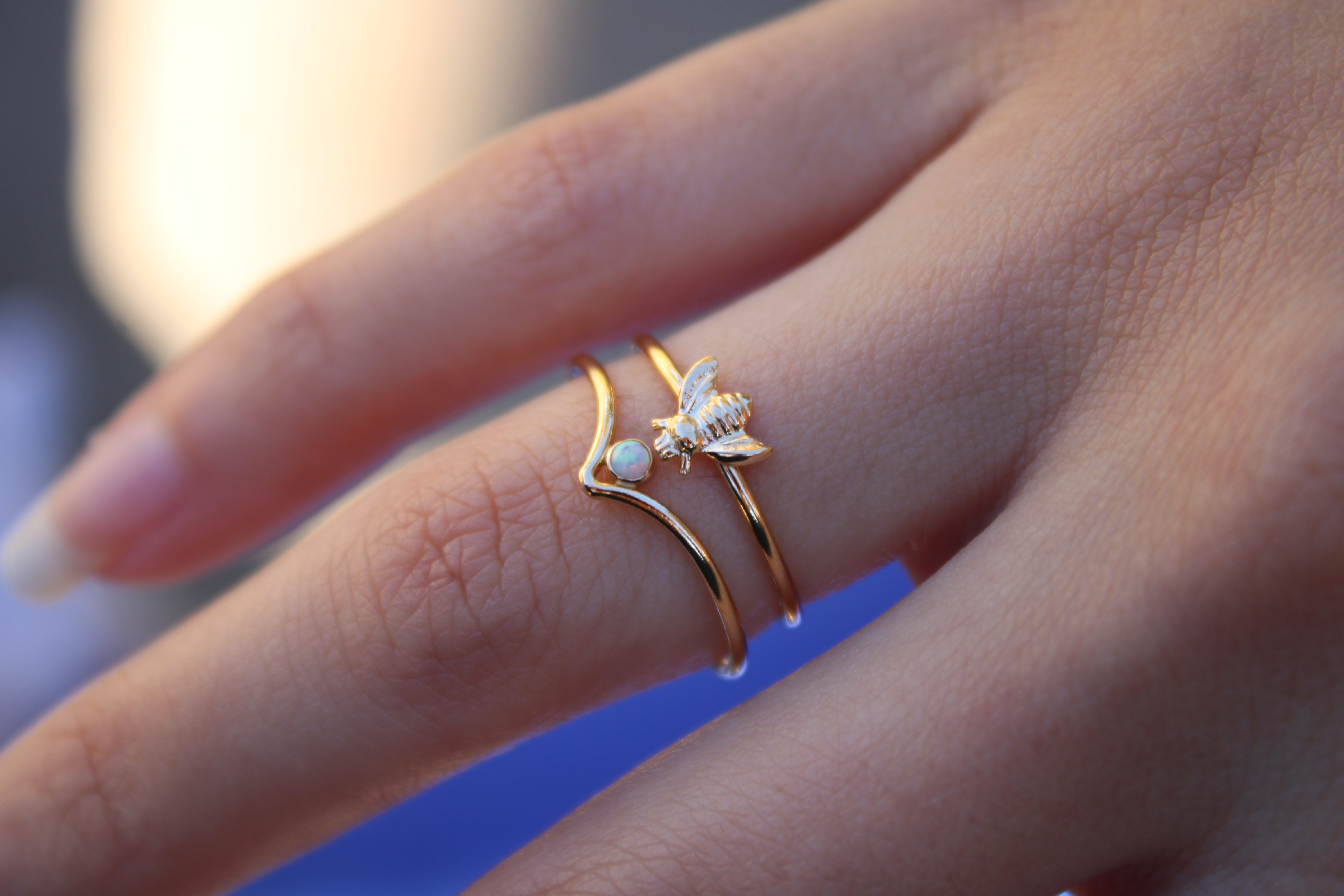 Vivian Grace Jewelry Ring Honey Bee Stacking Ring - 14k Gold Filled