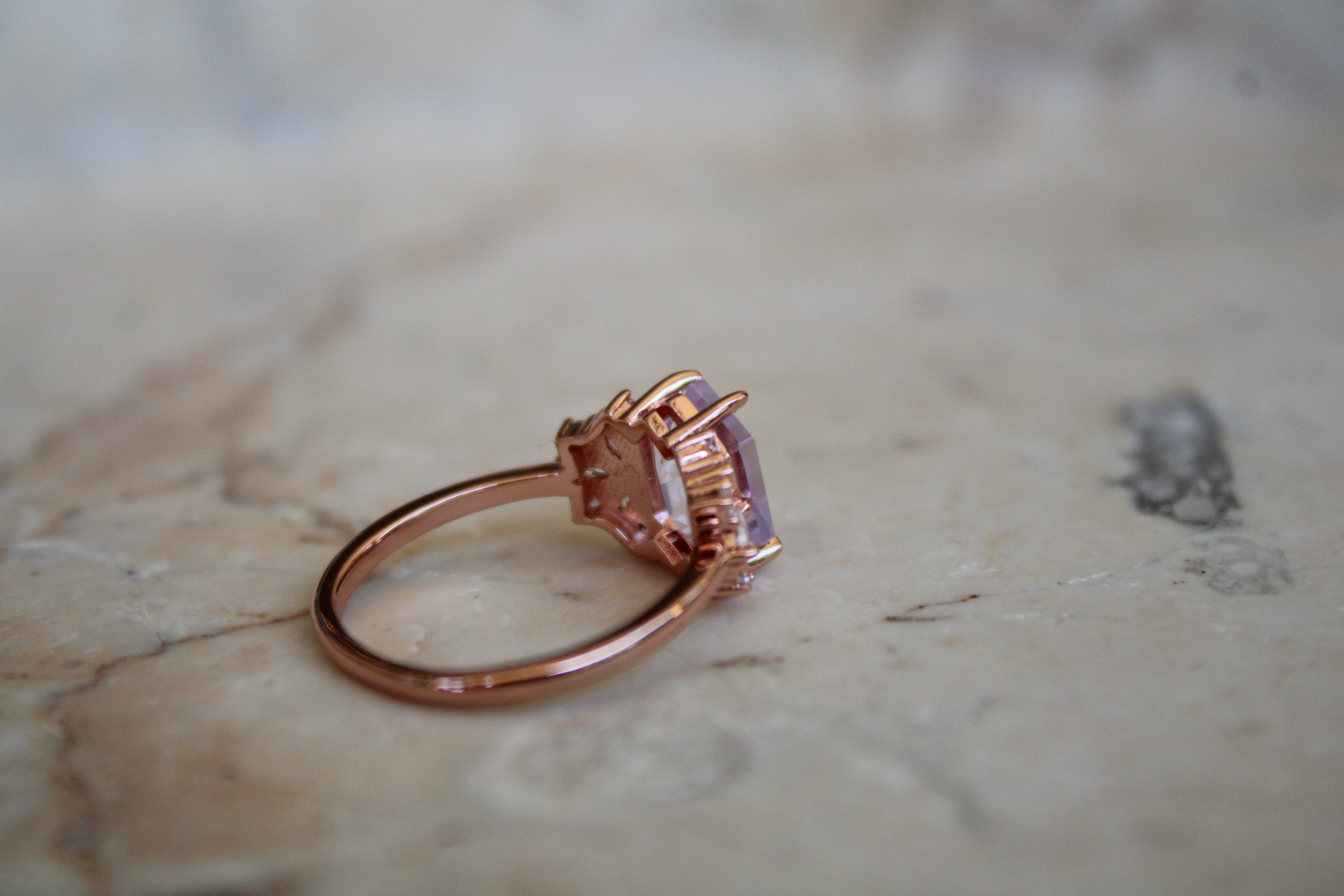 Vivian Grace Jewelry Ring Lavender Quartz Hexagon Floral Ring
