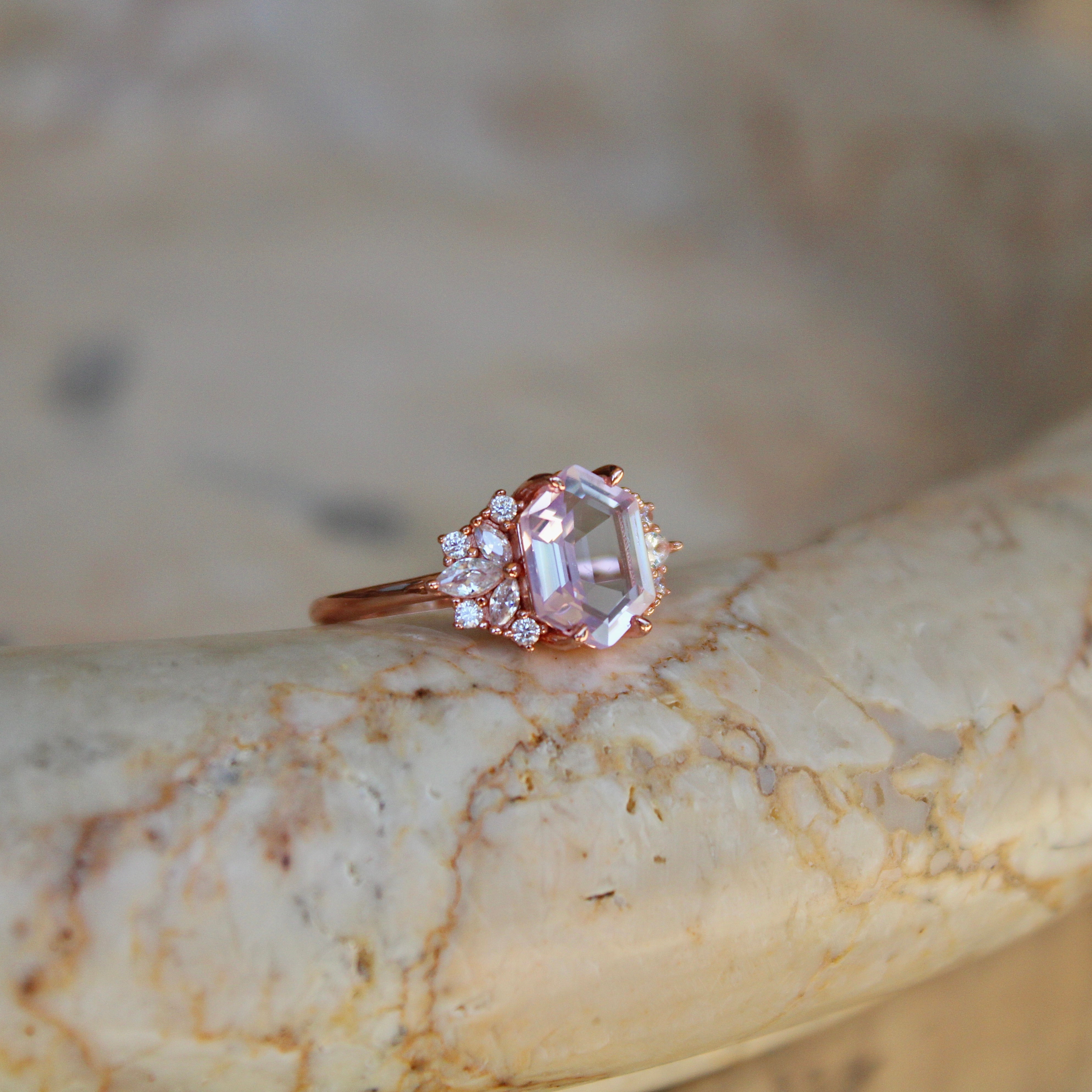 Vivian Grace Jewelry Ring Lavender Quartz Hexagon Floral Ring