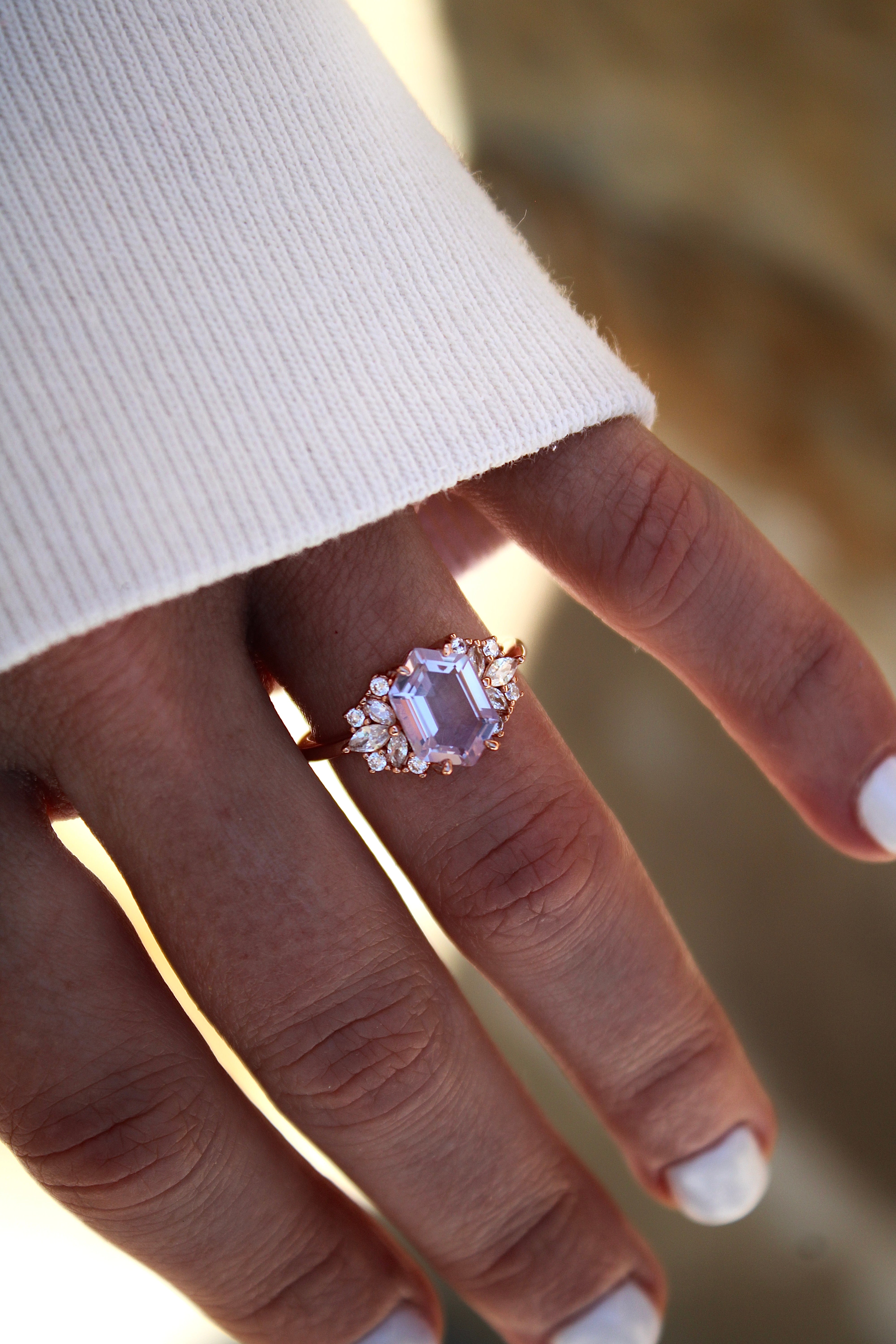 Vivian Grace Jewelry Ring Lavender Quartz Hexagon Floral Ring