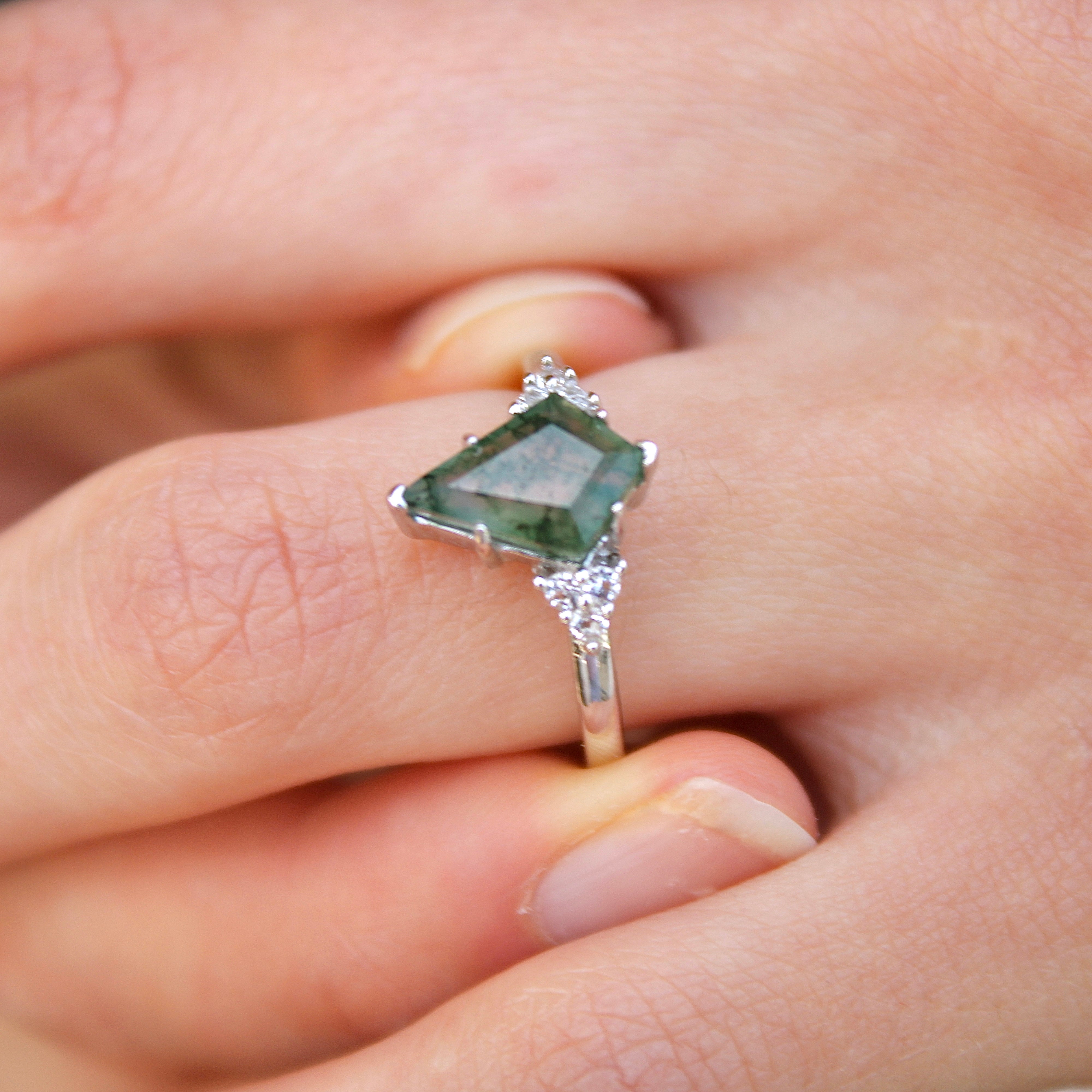 Vivian Grace Jewelry Ring Moss Agate & Topaz Ring