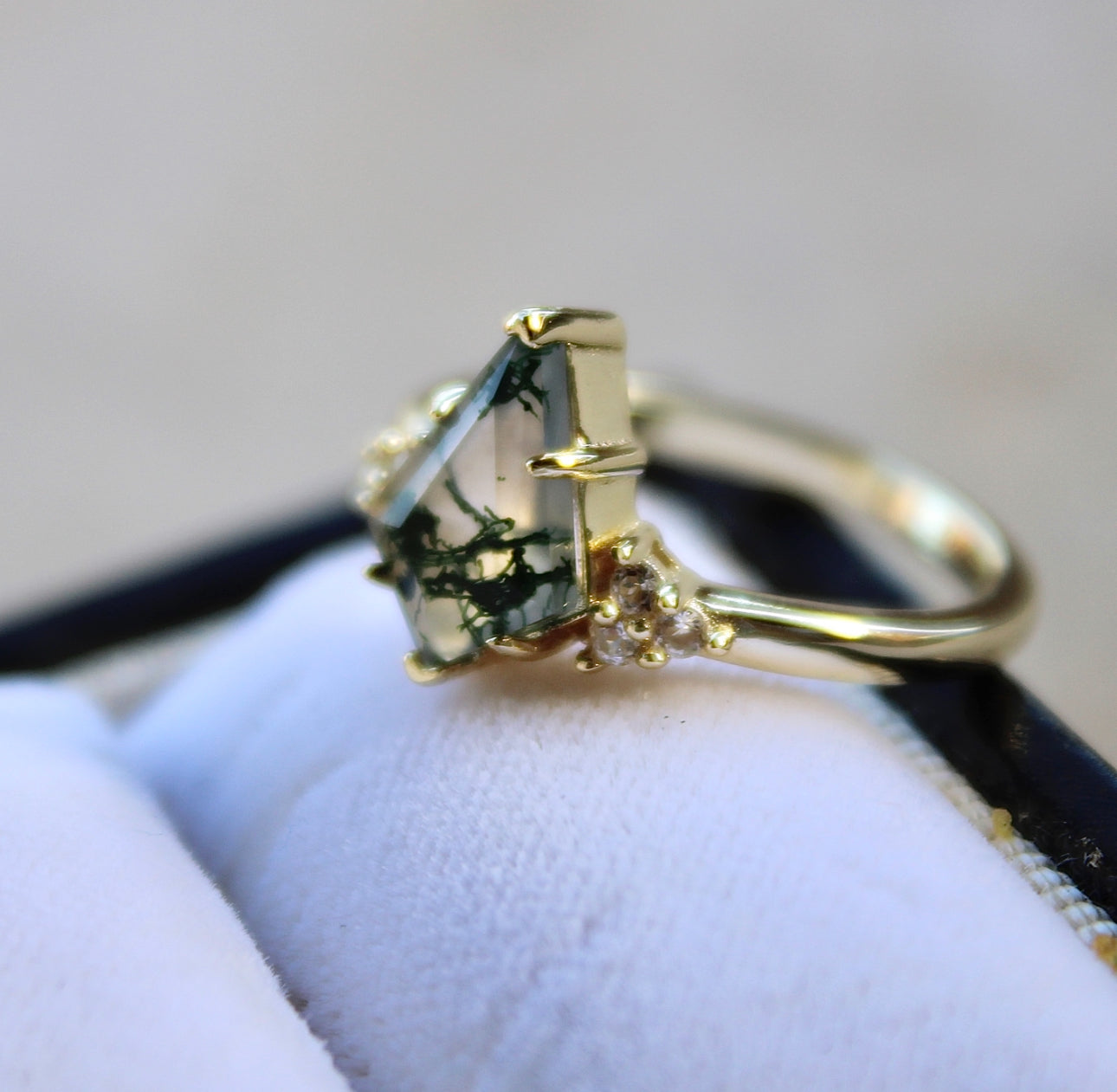 Vivian Grace Jewelry Ring Moss Agate & Topaz Ring