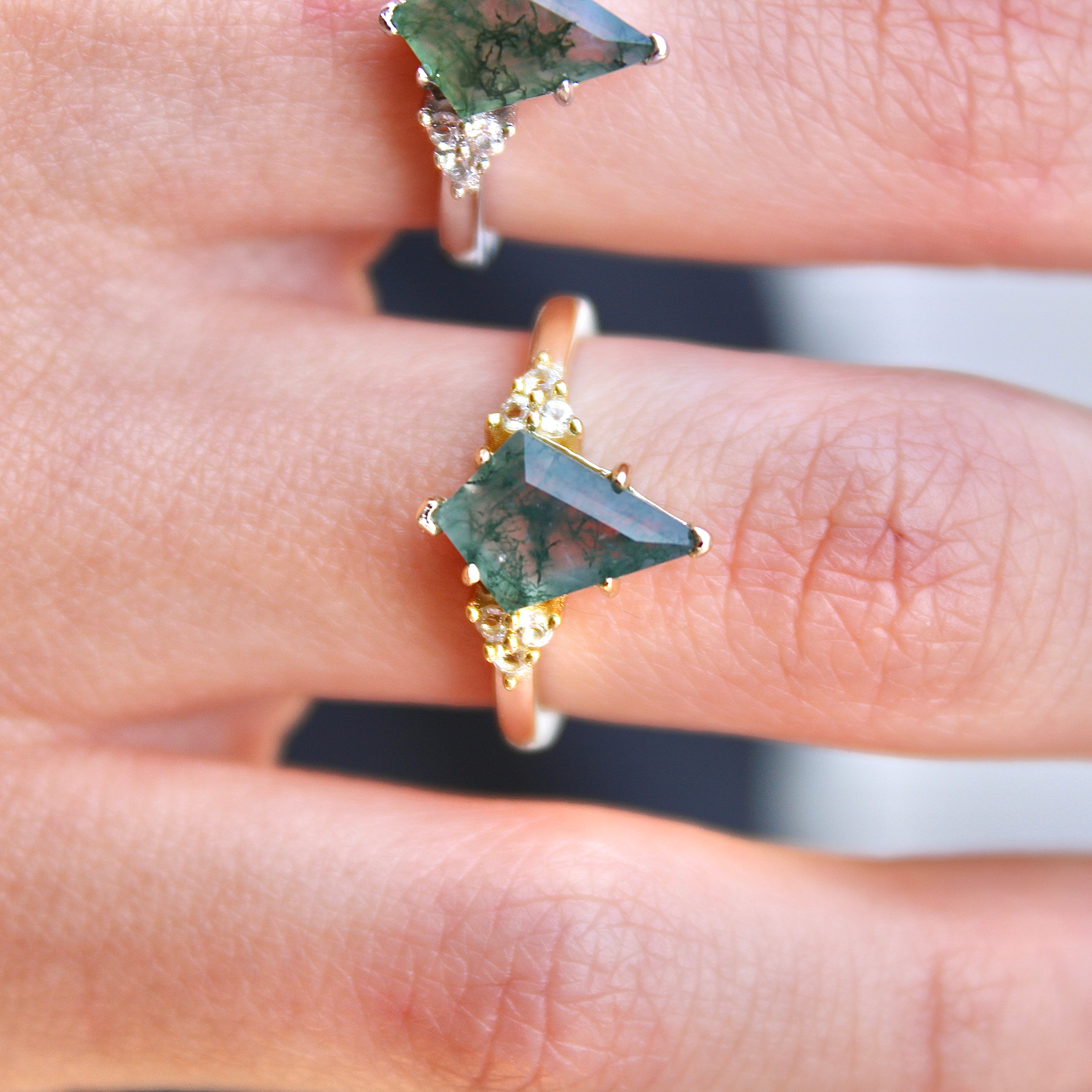 Vivian Grace Jewelry Ring Moss Agate & Topaz Ring